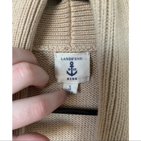 Youth Lands’ End Tan Sweater Cardigan- Youth Large - Picture 5 of 6